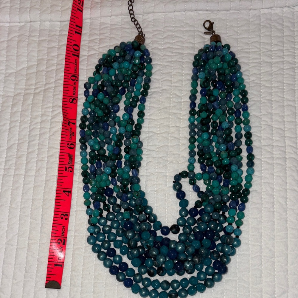 Chico's Blue and Green Beaded Necklace